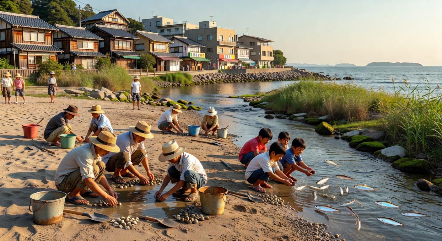 The Revival of Tide Pooling in Onomichi, Release of Young Ayu in the Nishiki River, and the Invasive Aigo Disrupting Seagrass Beds—A Quiet Yet Reliable Mechanism Supporting the “Aquatic Creature Economy” of the Seto Inland Sea