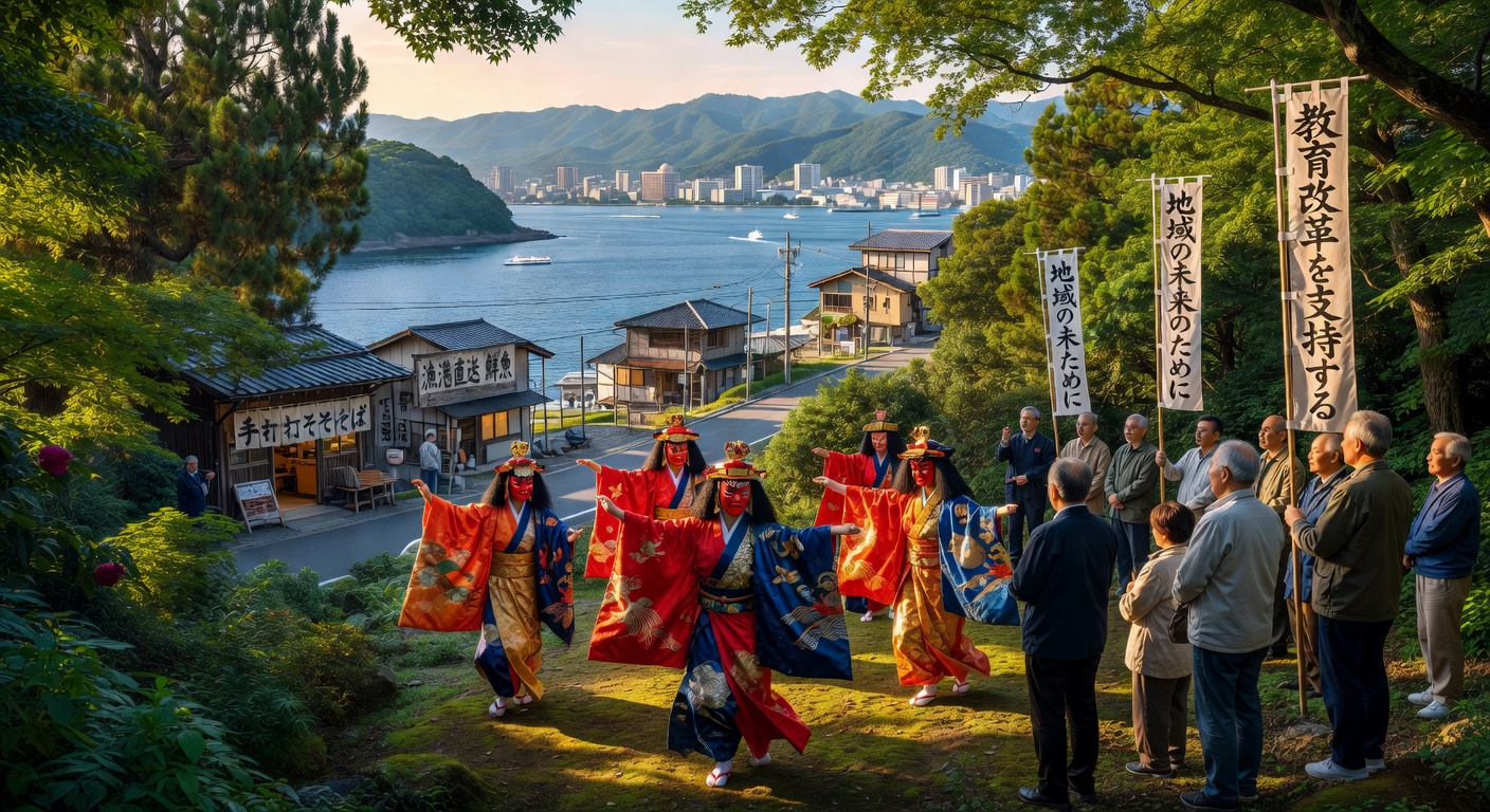 3432 Signatures for High School Reorganization, New Students Experiencing Kagura at a Branch School, First A-Level in Chugoku Region—Who Benefits from the Changing ‘Shape of Schools’ in Hiroshima?